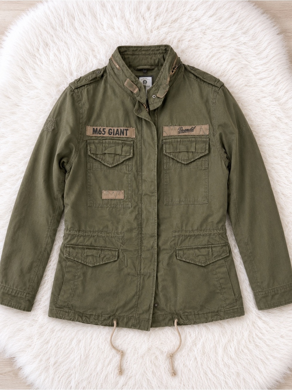 🧥 NWT Brandit M65 Giant Sherpa-Lined Military Jacket XS Olive 🧥